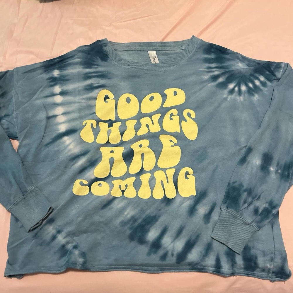 Blue Tie-Dye Kids Shirt with Positive Message